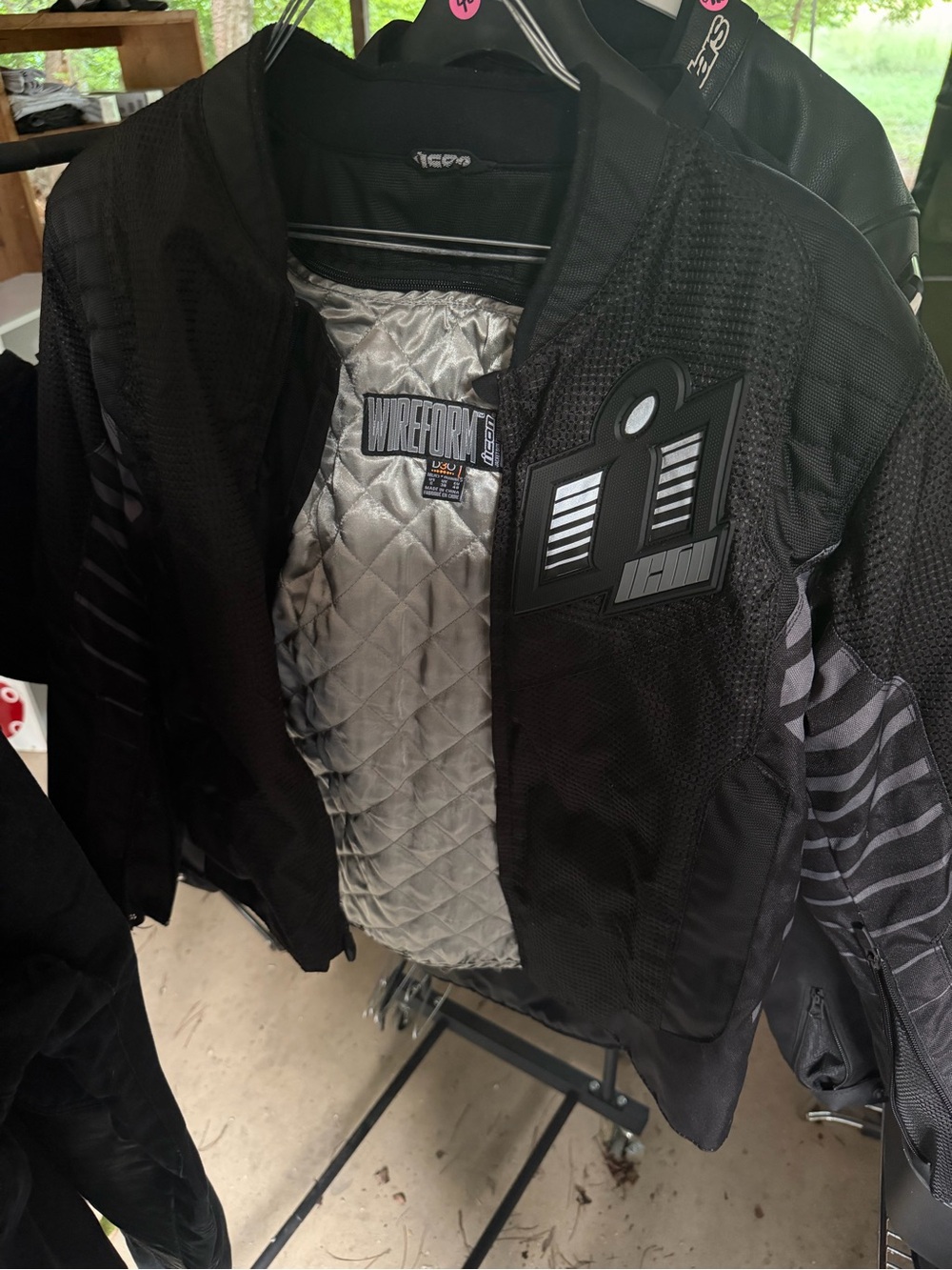 ICON Men’s Black Mesh Performance Motorcycle Jacket with Silver Lining